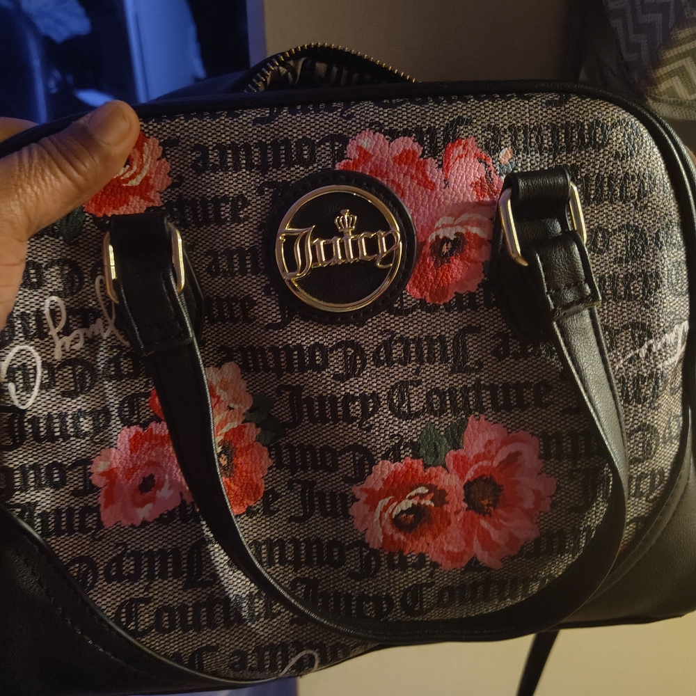 Juicy Couture Black and Pink Floral Satchel